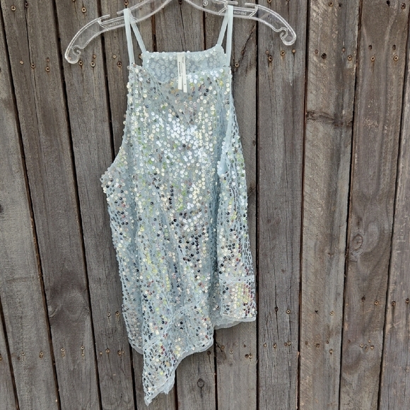 Anthropologie Silver Sequin Halter Top - Picture 3 of 4